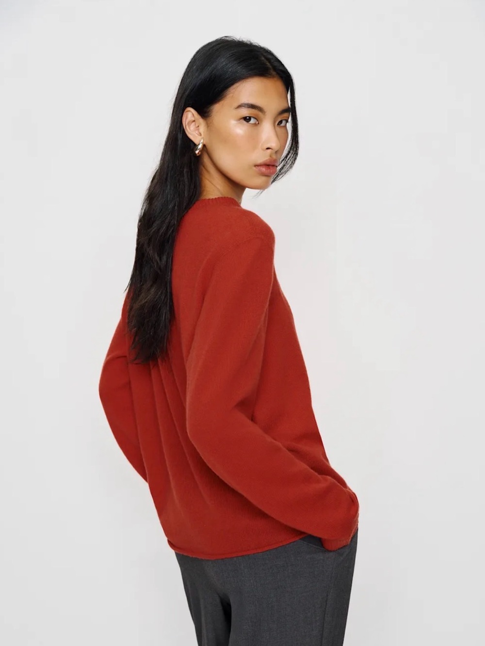 Reformation Cashmere Boyfriend Sweater (M) - SUN-DRIED TOMATO - NWOT - Picture 2 of 8
